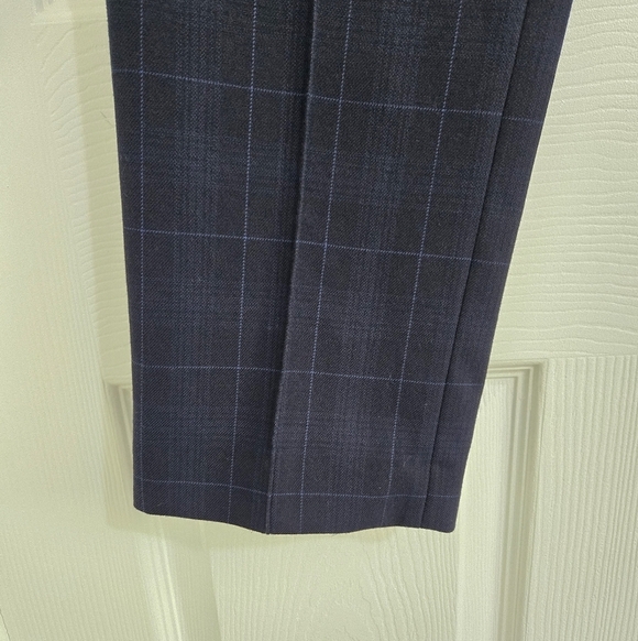 Maje Stylish Trouser Pants Women's Size  38(M) Dark Blue Plaid Straight Leg - Picture 8 of 15